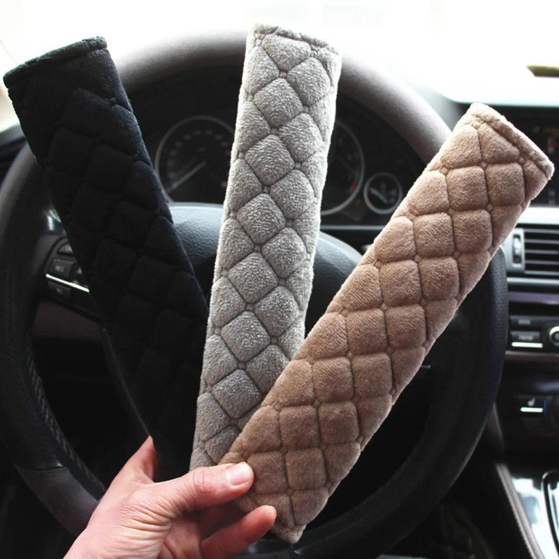 2PCS Plush Embroidered Car Seat Belt Covers โ Soft, Adjustable Shoulder Pads for Comfort & Safety