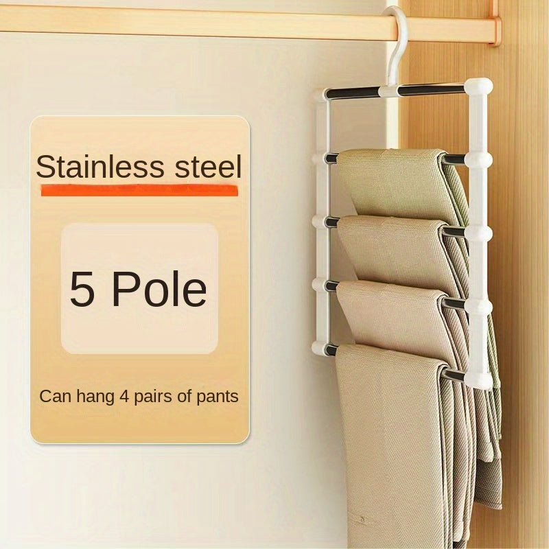 Space Saving Foldable Pants Hangers – Stainless Steel Closet Organizer for Jeans, Leggings and Trousers
