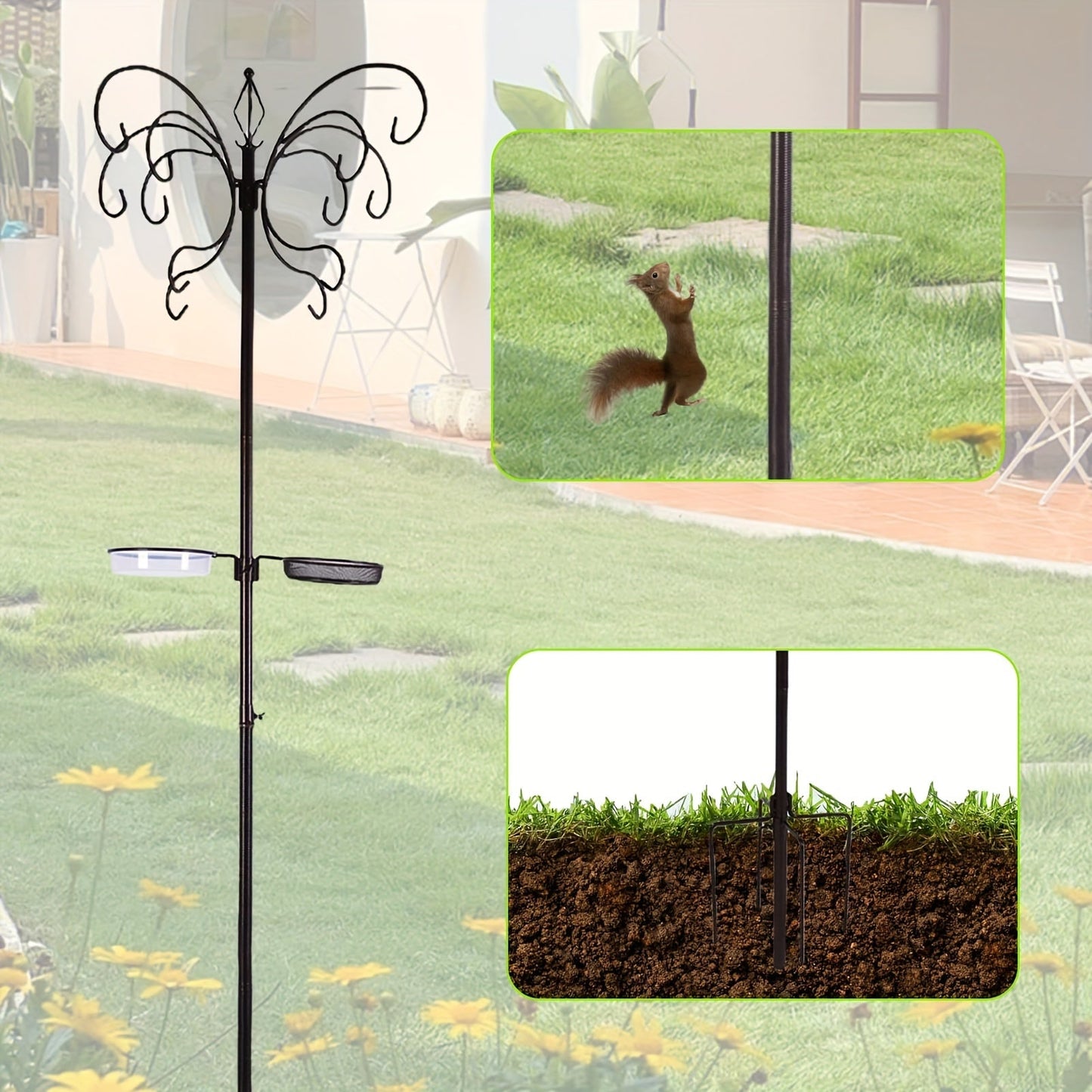 94-Inch Metal Bird Feeding Station – Complete Multi-Feeder Kit with 4 Feeders, Water Bowl & Food Tray