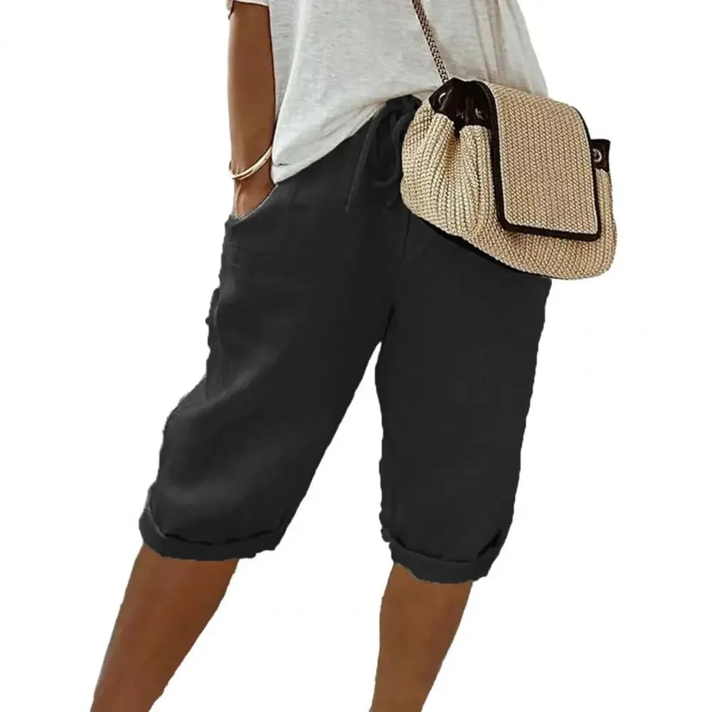 Women's Cotton Linen Wide Leg Pants - Vintage Lace Up High Waist Casual Streetwear Trousers