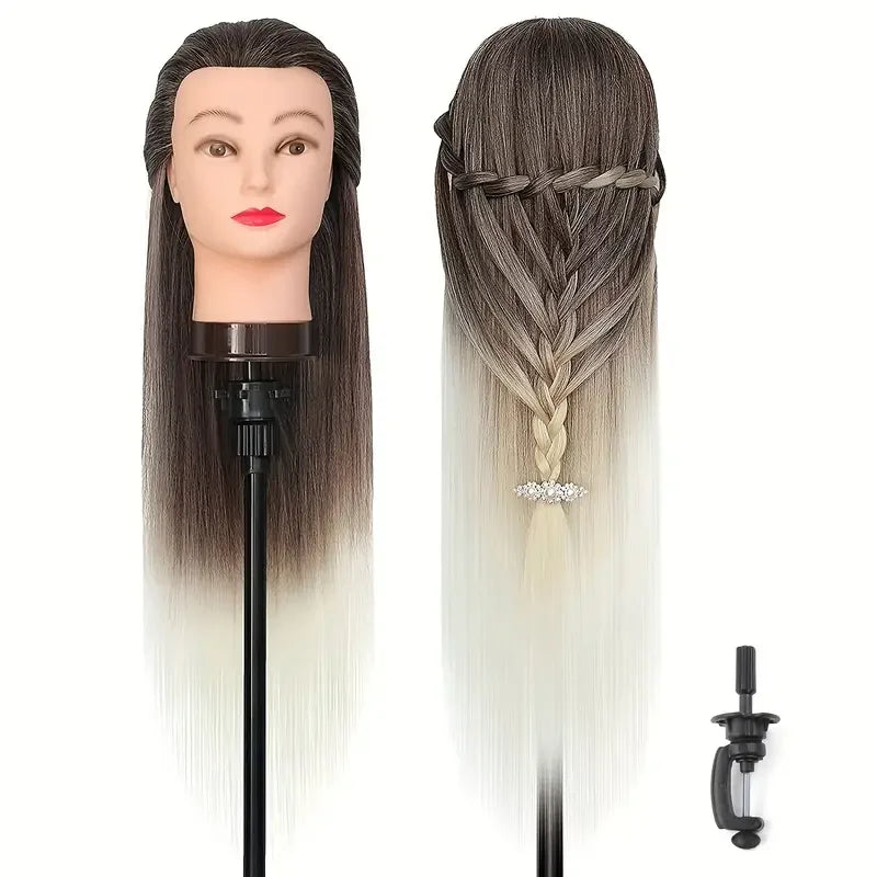 Mannequin Head with Long Synthetic Hair ā Hairdresser Training Doll for Braiding & Styling Practice