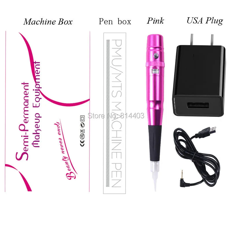 Professional Dermografo Universal PMU Tattoo Pen - Rotary Machine with Speed Control for Lip & Eyebrow Makeup Tattoo