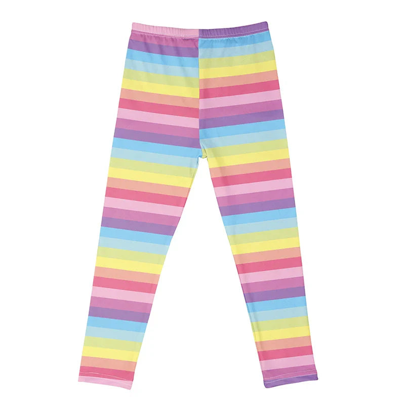 Kids Girls Cartoon Print Leggings – Soft Milk Silk Casual Stretch Sports Pants for Baby Girls Comfortable Trousers 4–12Y