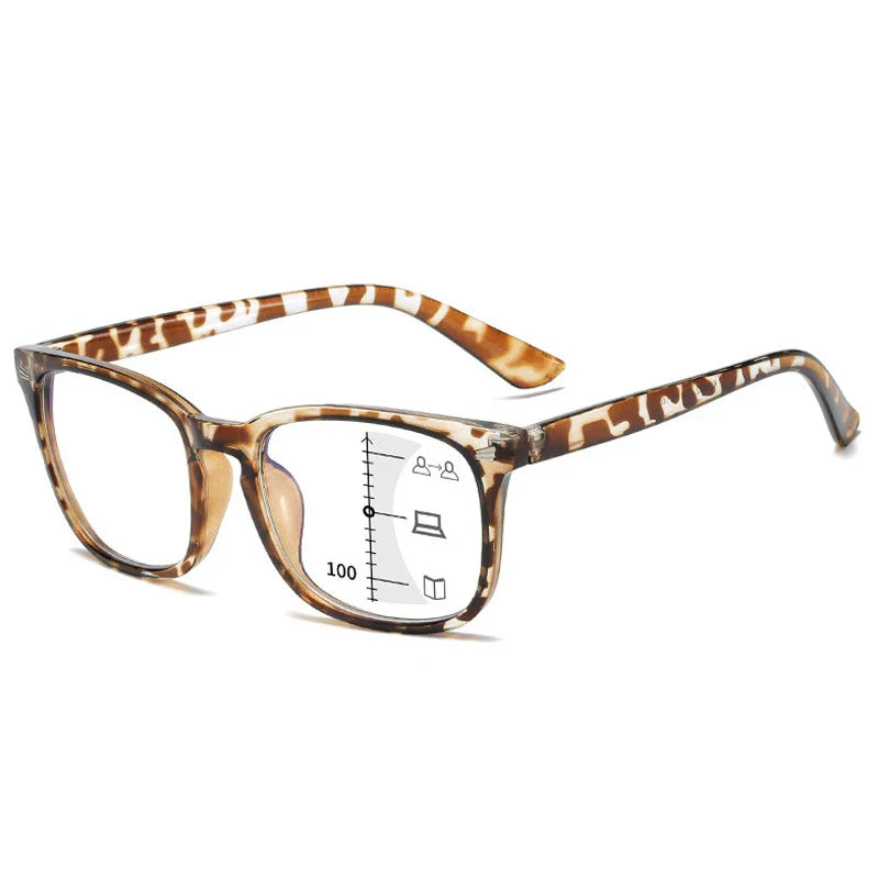 CRIXALIS Square Progressive Reading Glasses β Multifocal Anti-Glare Computer Eyewear for Men & Women, UV400 Protection