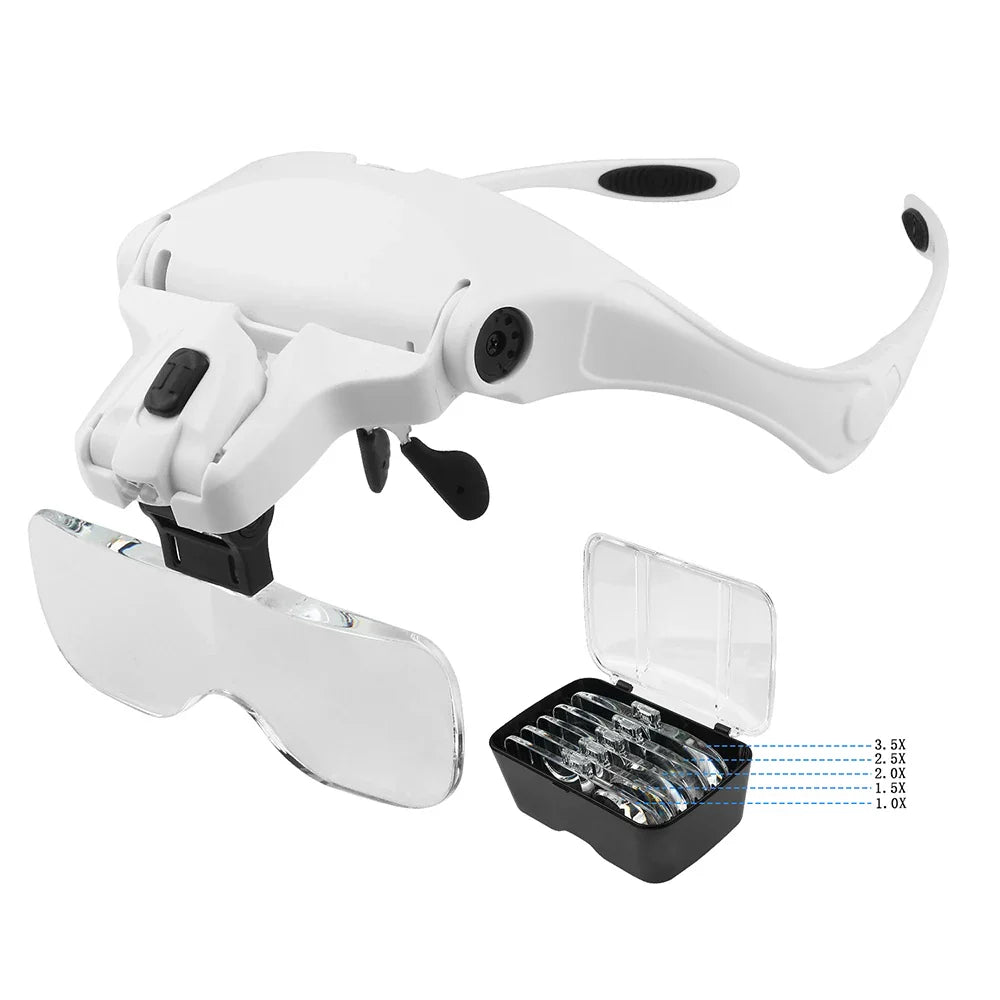 Adjustable Illuminated Magnifying Glass โ 1.0Xโ3.5X Loupe with 2 Lights for Reading & Detail Work