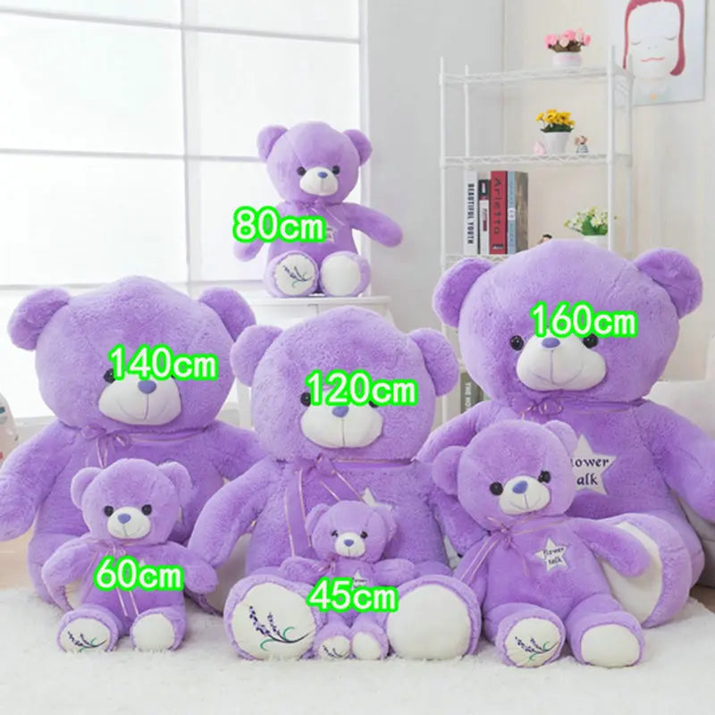 Cute Purple Bear Plush Toy - Soft Stuffed Animal Doll Gift for Kids, Classmates & Graduation