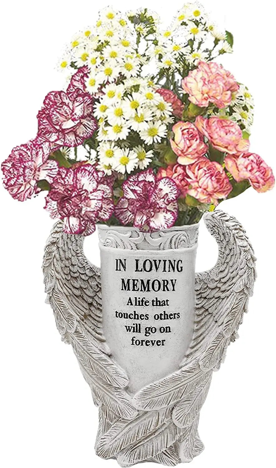 Angel Wings Memorial Figurine β Garden & Cemetery Decoration, Vase Statue, Beautiful Memorial Gift