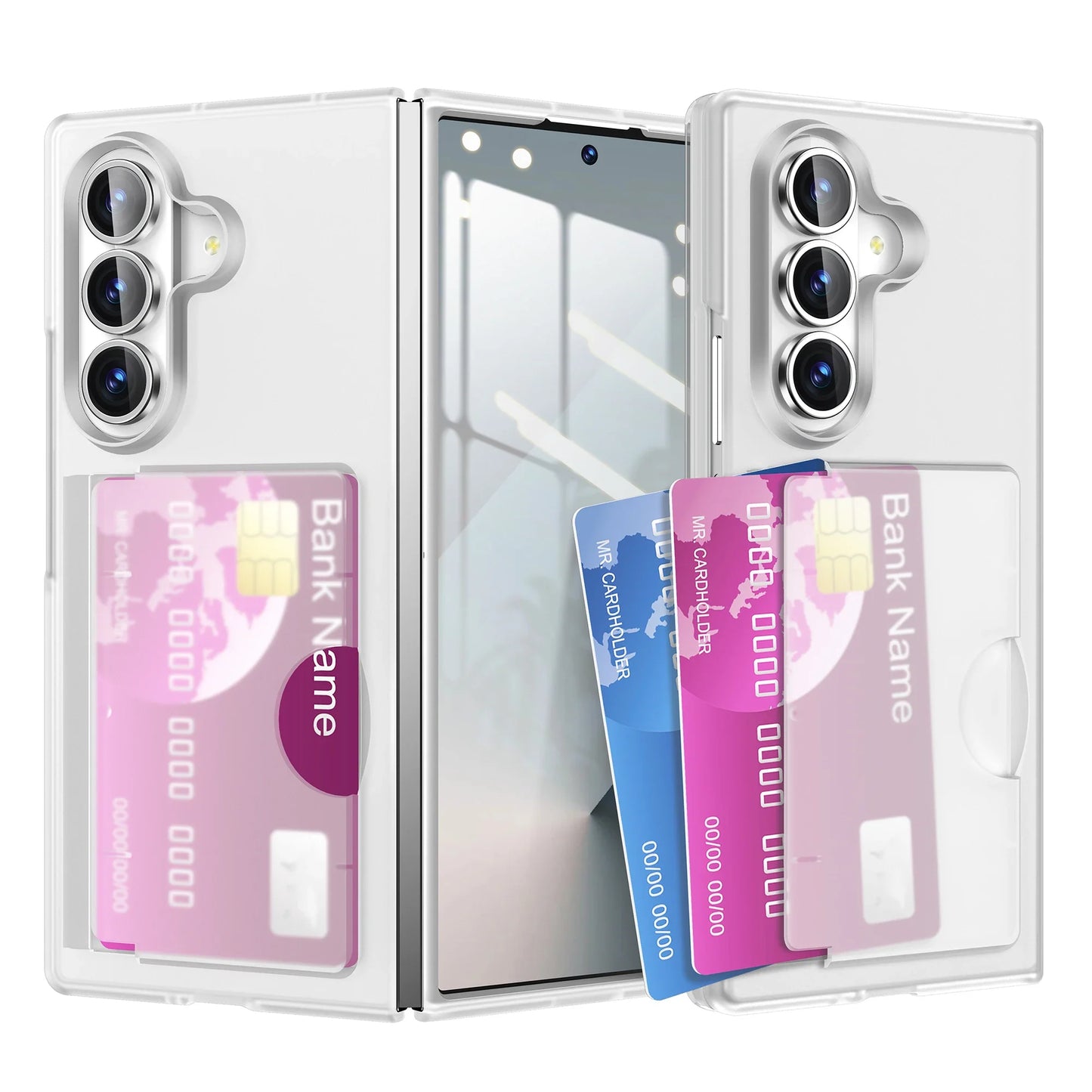 Luxury Matte Card Holder Case - Slim Shockproof Hard PC Protective Cover for Samsung Galaxy Z Fold 7 & Z Fold 6 Folding Phone