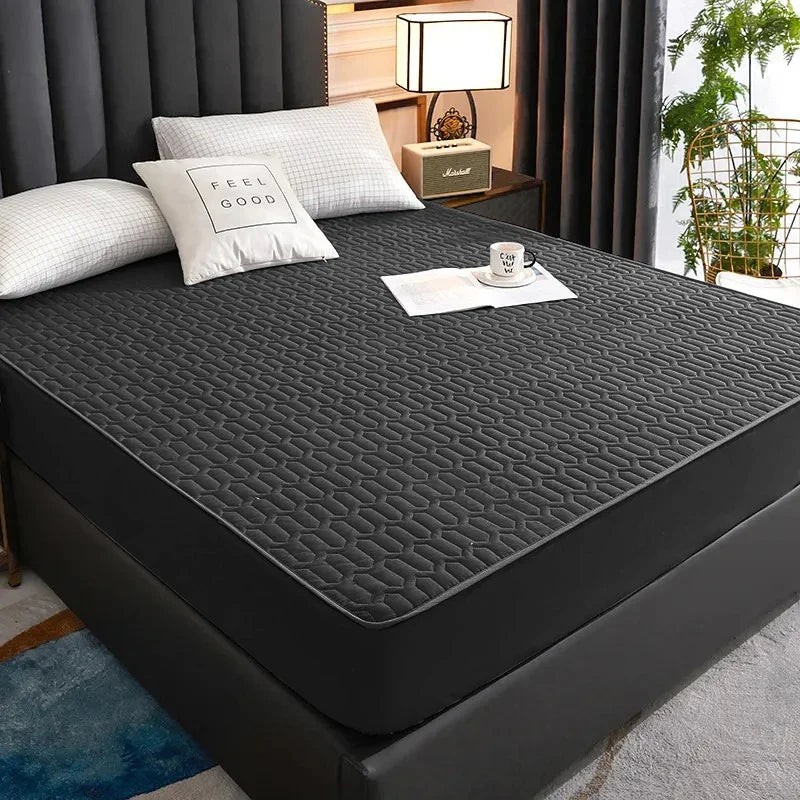 Waterproof Mattress Protector - Soft Breathable Fitted Bed Cover with Washable Printed Bedding Protection