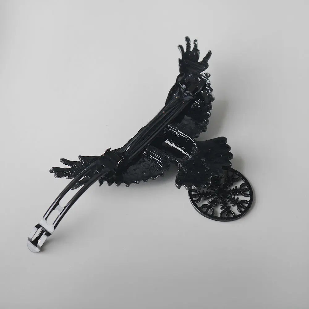 Gothic Crow Hair Clip - Vintage Raven Barrette for Women, Witch Viking Halloween Cosplay Accessory
