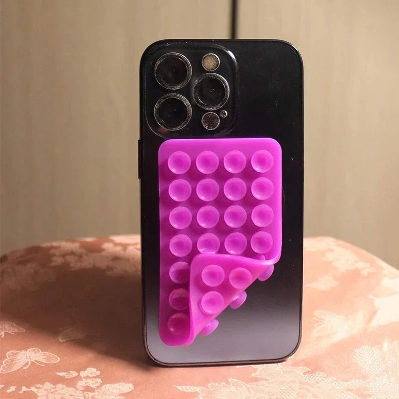 Silicone Suction Cup Phone Case Mount - Double-Sided Hands-Free Strong Holder for iPhone & Android Car Mirror Kitchen Bathroom Use