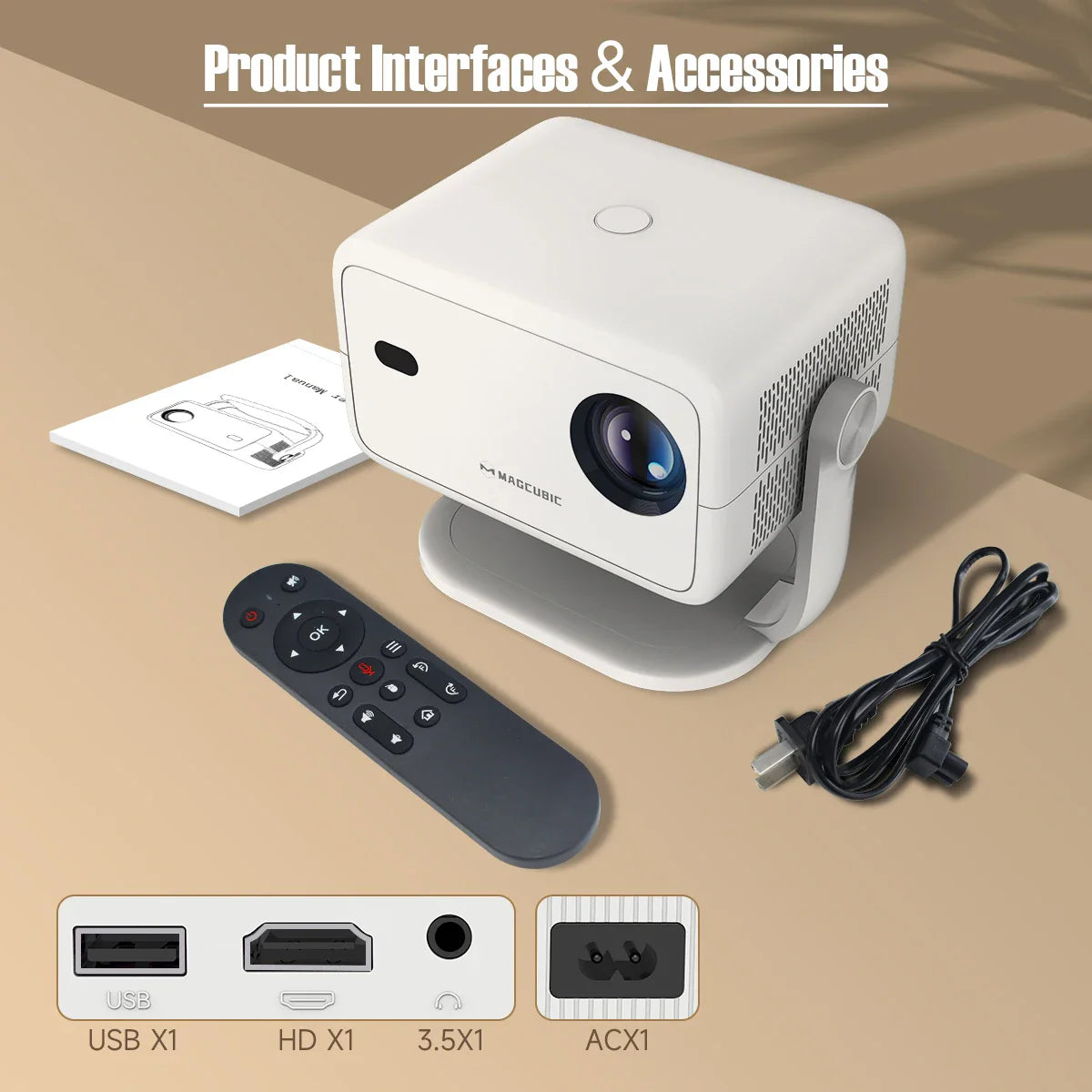 Magcubic L018 4K Android 11 Projector – 650 ANSI, Native 1080P, Auto Focus & Keystone, BT 5.2, WiFi 6, 360° Rotatable Portable Projector