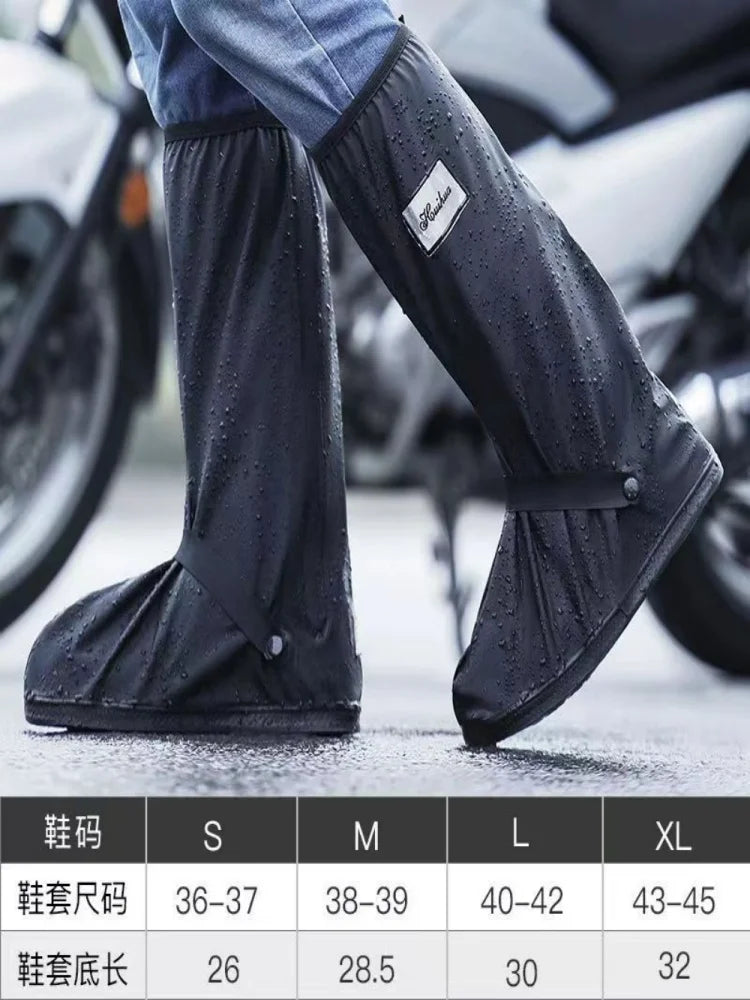Black Waterproof Rain Boot Covers β High-Top Shoe Covers with Reflector for Motorcycle, Bike & Outdoor Use (Men & Women)