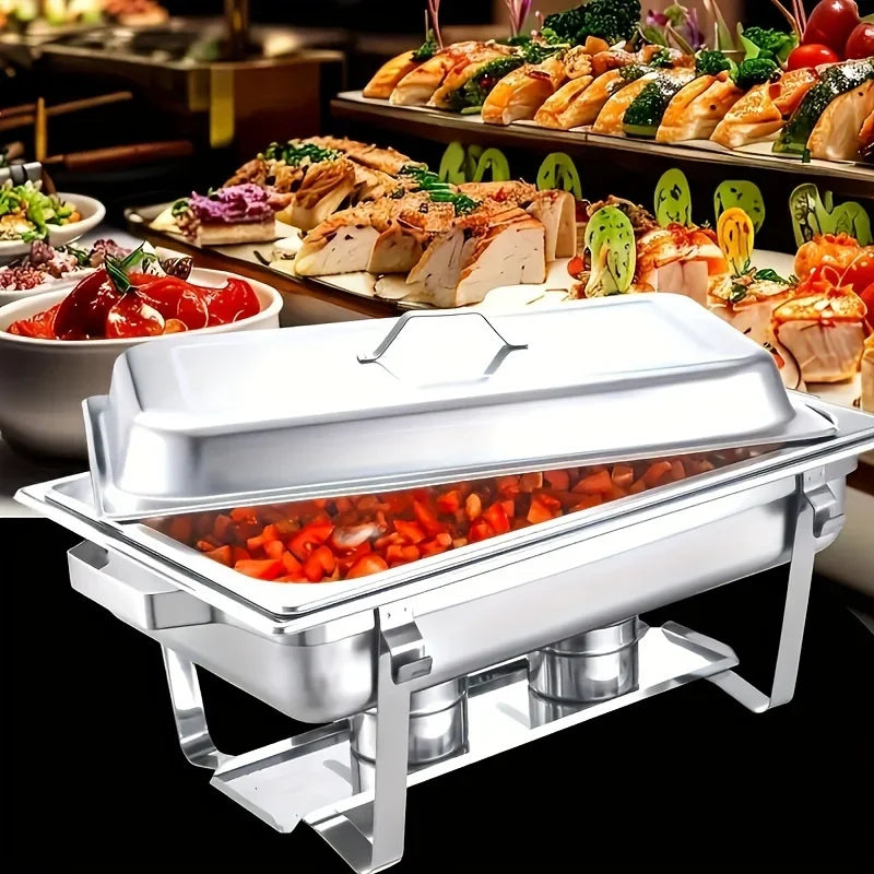 4-Pack Stainless Steel Buffet Warmer with Insulated Cover - Family-Sized Heat Preservation Stove for Restaurants 2/2