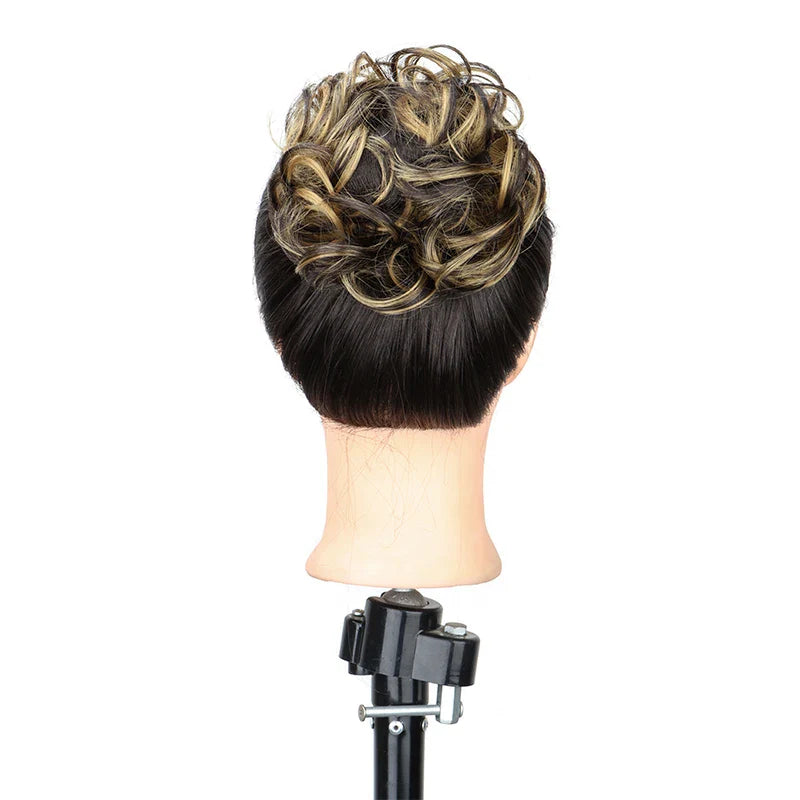 WIGSIN Synthetic Messy Bun Ponytail Extensions โ Short Curly Chignon, Tousled Updo Hairpieces with Rubber Bands & Clip for Women & Girls
