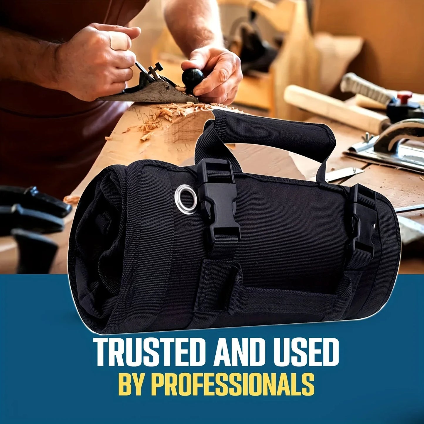 Roll-Up Tool Bag Organizer - Heavy-Duty Portable Tool Bag with 6 Detachable Pouches