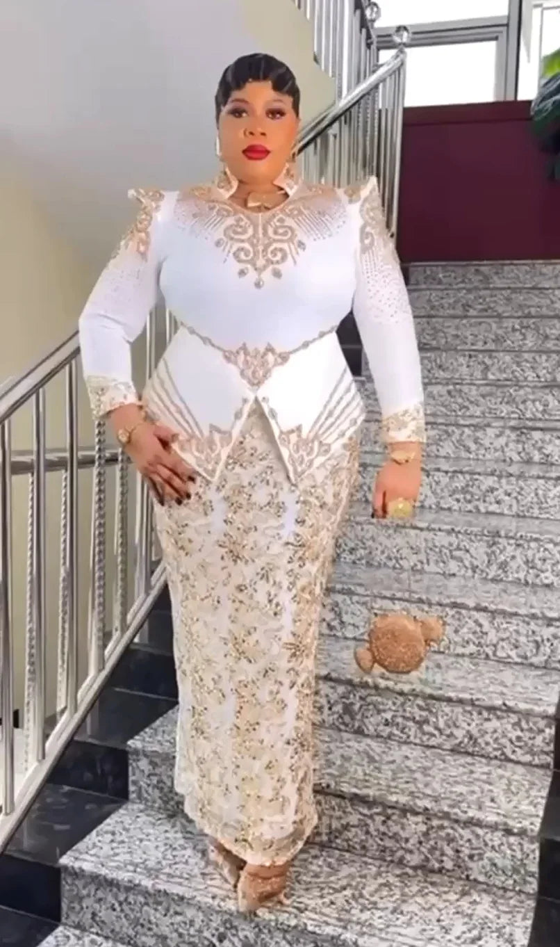 Plus Size African Evening Dress - Elegant Luxury Ankara Gown for Muslim Weddings, Parties & Formal Events