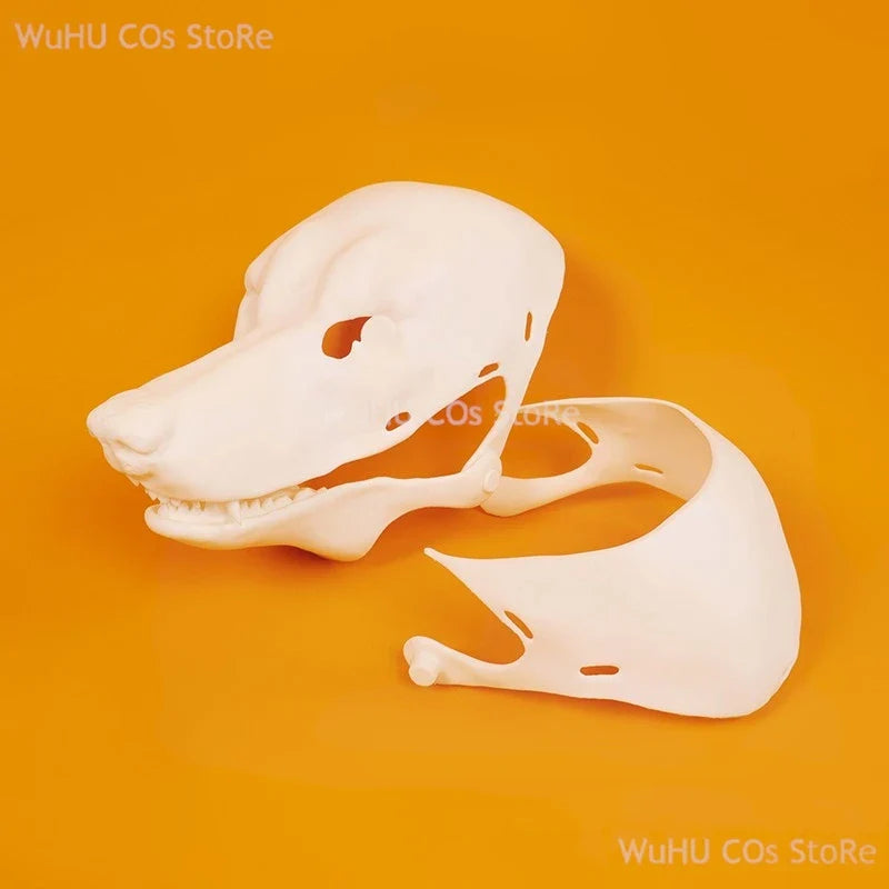 Kigurumi Beast Skull Mask – 3D Printed Wolf Head Fursuit Cosplay, Animal Skull Proboscis Mask for Halloween & Party