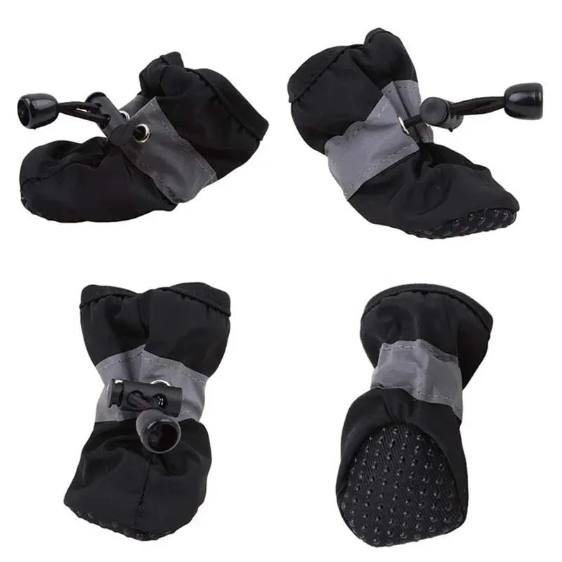 4Pcs Waterproof Dog Boots - Non-Slip Reflective Paw Protectors with Soft Breathable Lining