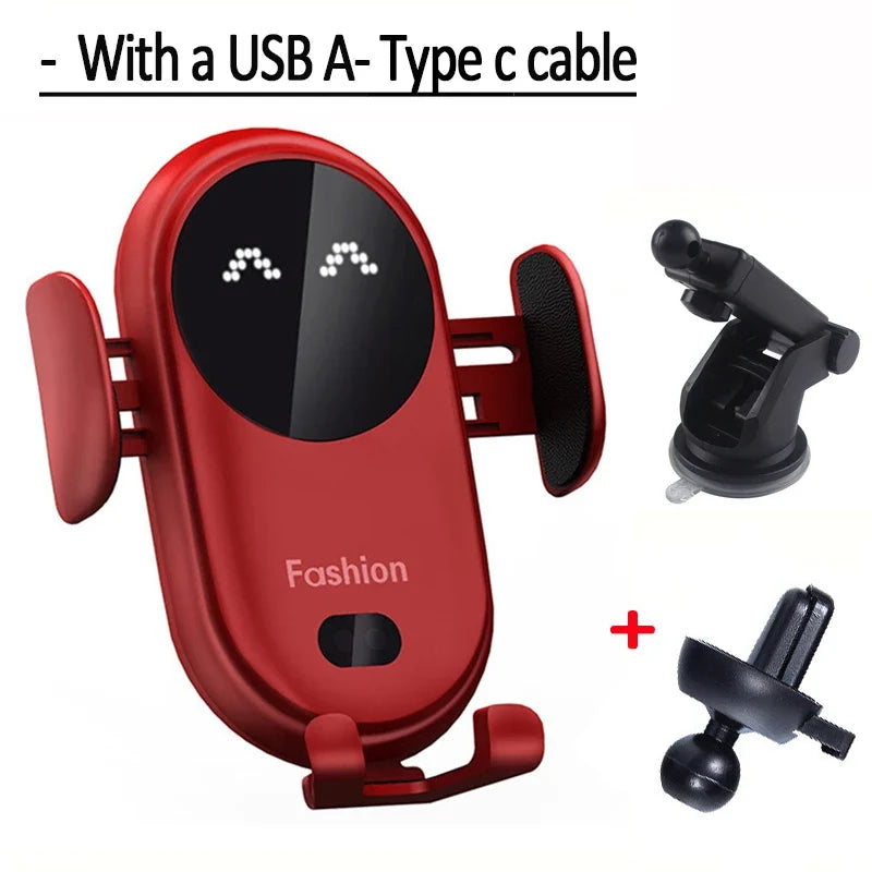 Wireless Charging Car Mount - Intelligent Infrared Rotating Air Vent Phone Holder Fast Charger