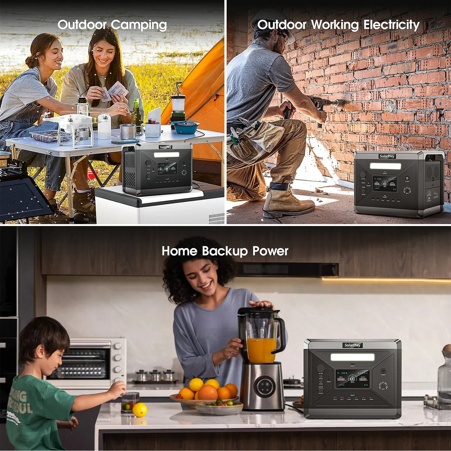 SOLARPLAY Q2501 Portable Power Station - 2160Wh LiFePO4 Solar Generator with 2400W AC Output