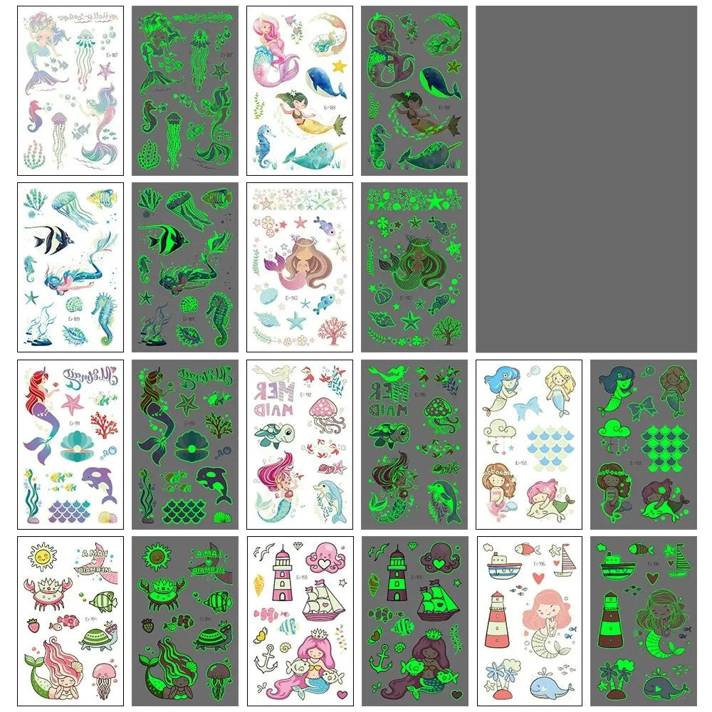 10-Piece Luminous Dinosaur & Animal Temporary Tattoos β Glow-in-the-Dark Waterproof Stickers for Kids, Arm & Body Art