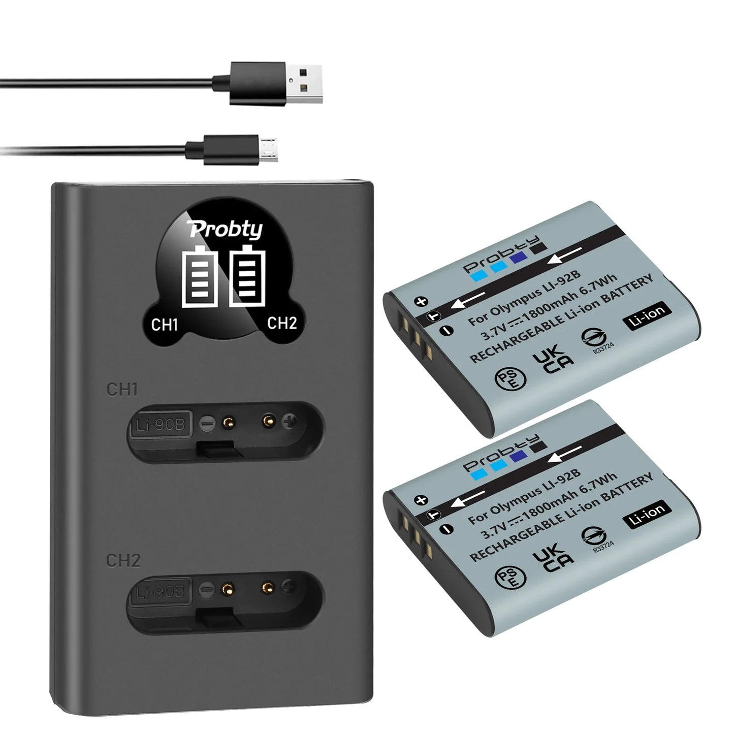 Li-90B / Li-92B Battery & Charger for Olympus Tough TG Series & SP-100 Cameras