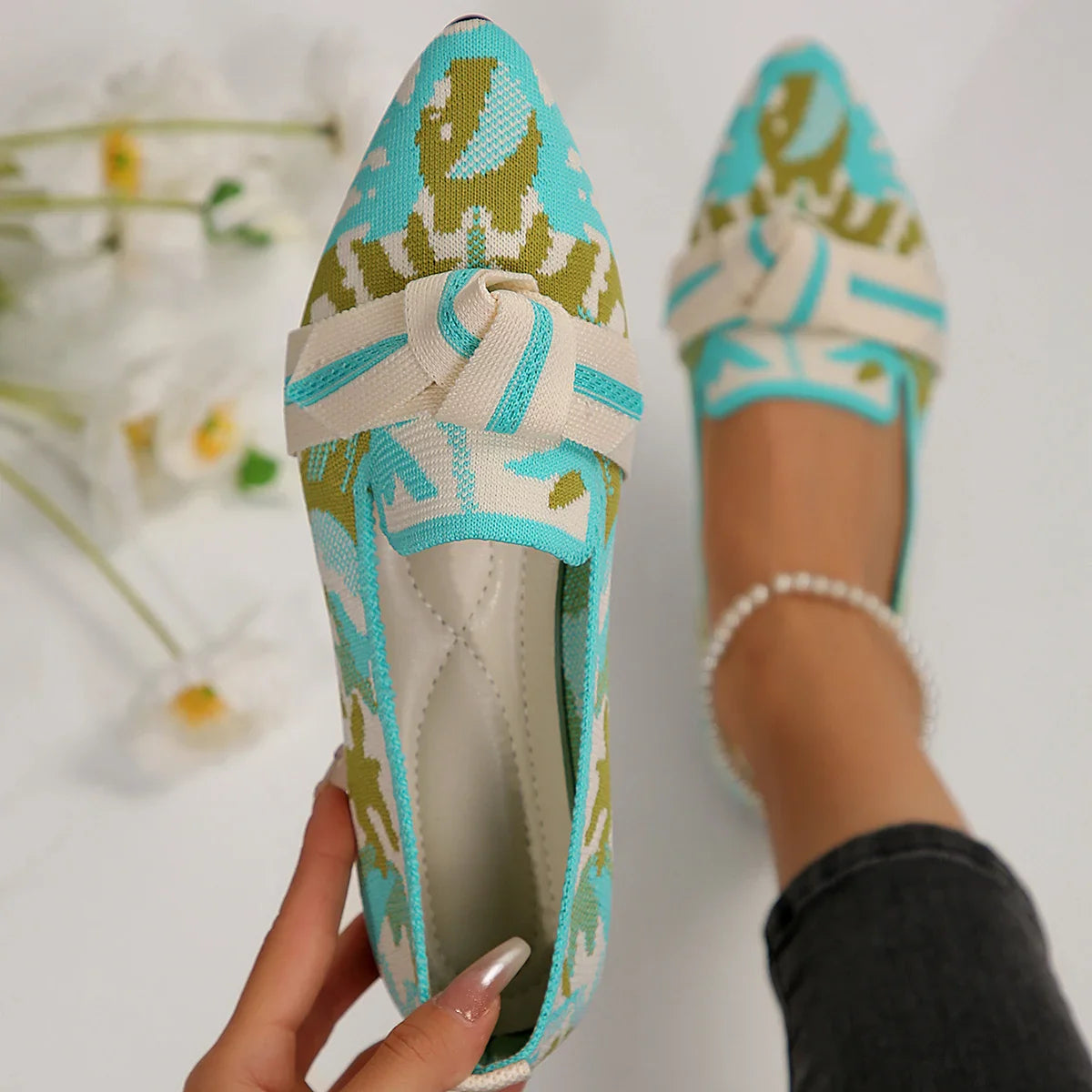 Women's Luxury Loafers Ballet Flats β Pointed Toe Slip-On Shoes with Low Heel, Barefoot Comfort & Butterfly Design