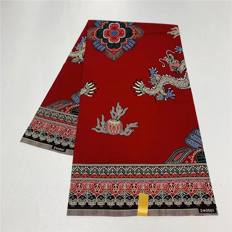 6 Yards African Real Wax Ankara Fabric - 100% Cotton Party Dress Print