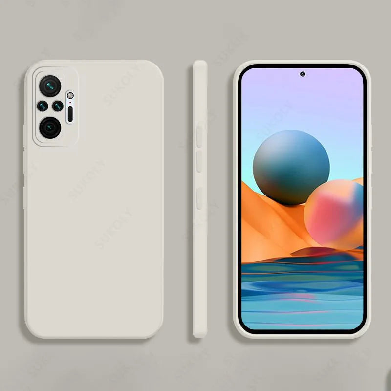 Square Liquid Silicone Phone Case for Xiaomi Redmi Note 10 Pro Max / 10S / 10T 5G Soft Shockproof Protective Cover