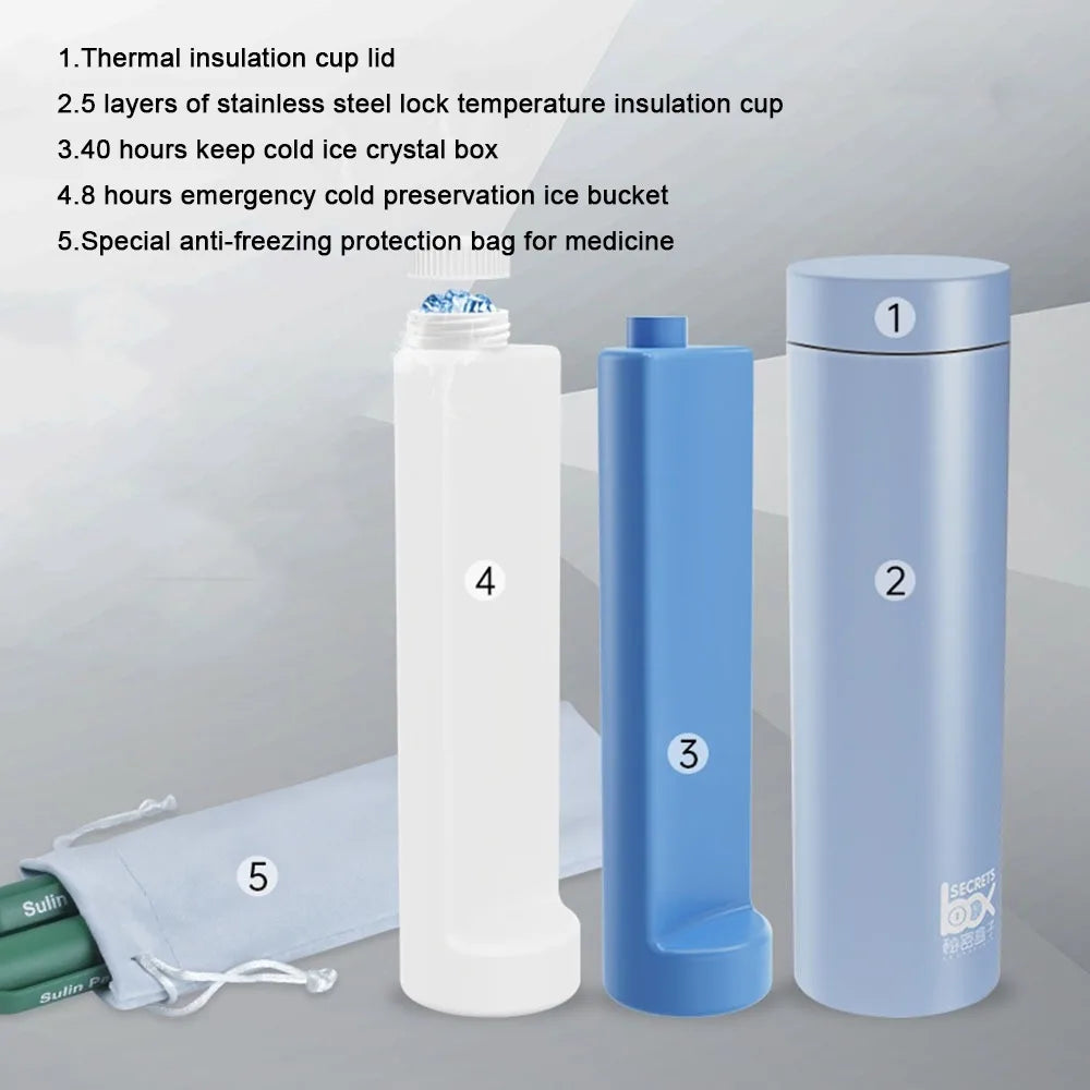 Portable Insulin Cooler Box - USB Rechargeable Cooling Cup with LCD Display & Automatic Temperature Control