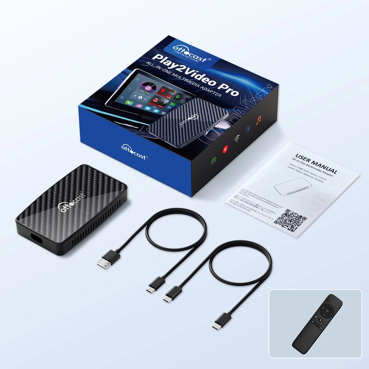 OTTOCAST Play2Video Pro – Wireless CarPlay & Android Auto Adapter for YouTube, Netflix, IPTV Car Accessories for Kia & Toyota
