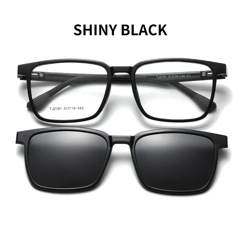 VICKY Flip-Up Magnetic Clip-On Prescription Sunglasses - TR90 Polarized Myopia Glasses Night Vision Reading Eyewear for Men & Women