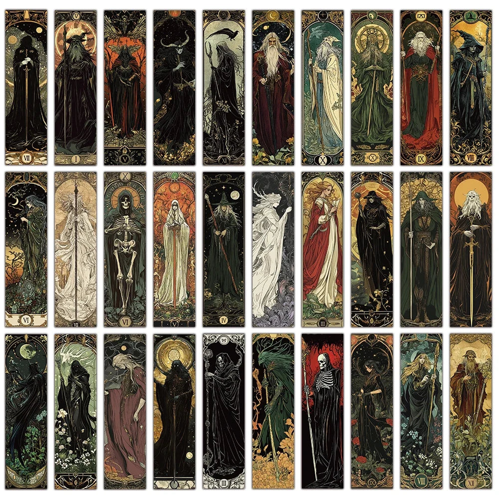 Gothic Dark Wizard Bookmarks 30/60PCS - Creative Decorative Reading Cards for Books & DIY Crafts