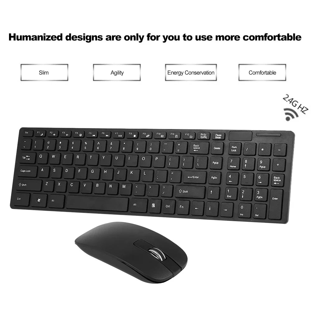 K-06 2.4G Wireless Keyboard and Mouse Combo β Plug and Play Black Set for Laptop