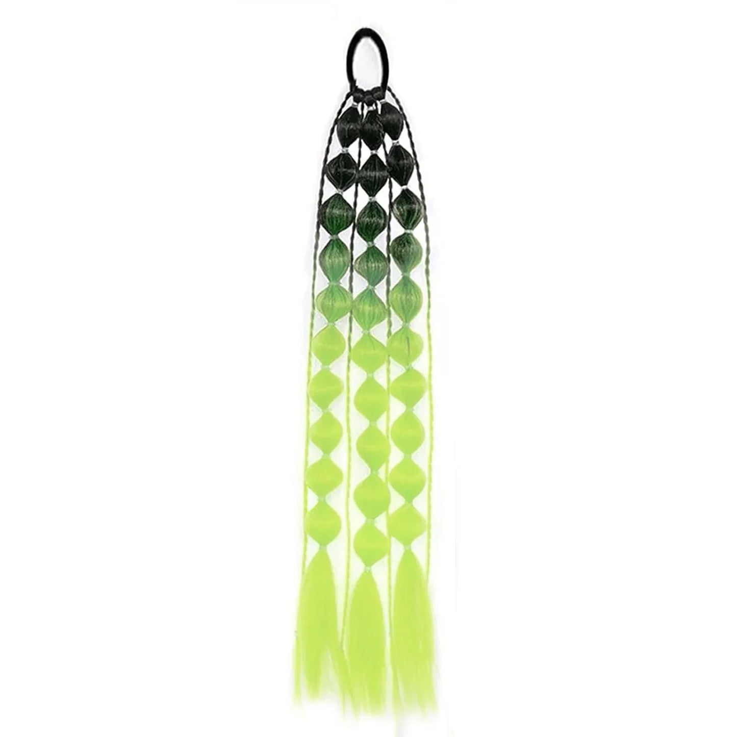 Colorful Bubble Braid Ponytail Extension – Long Lantern Braided Synthetic Hairpiece with Tie