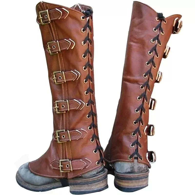 Men’s Lace-Up Medieval Leg Gaiters — Viking Pirate Knight Cosplay Steampunk Renaissance Armor Covers