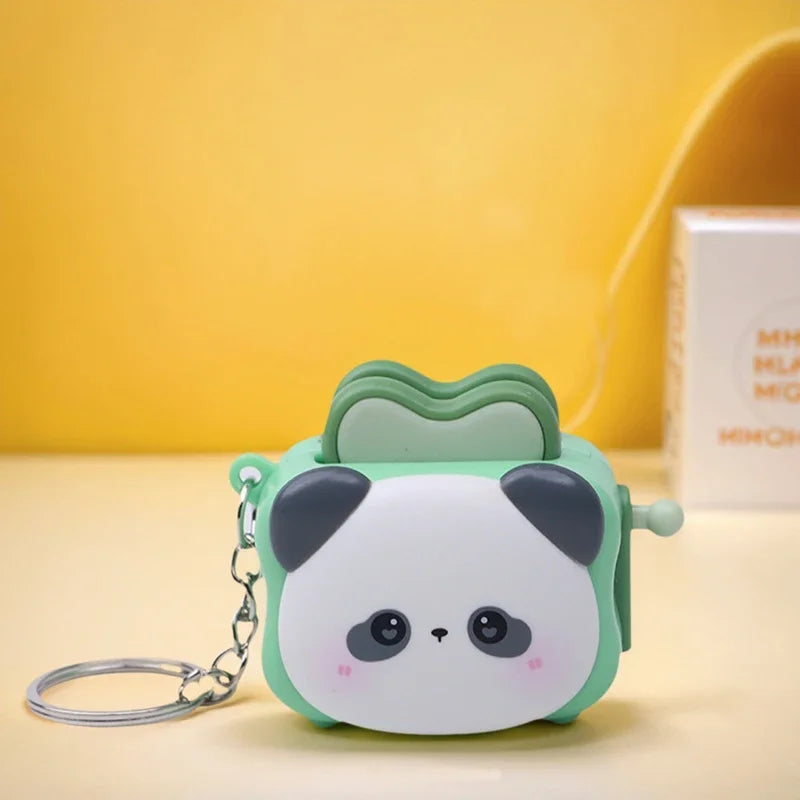 Cute Panda Bread Machine Keychain - Cartoon Stress-Relief Accessory, Creative Small Gift & Bag Charm