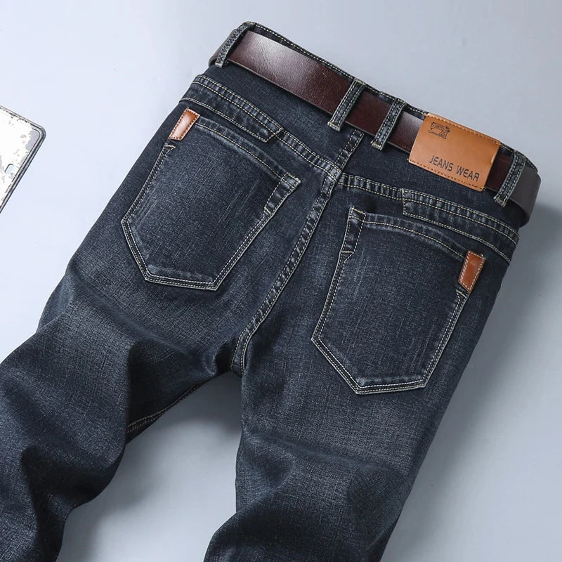 Men's Style Stretch Regular Fit Black Denim Jeans – Soft Casual Cotton Pants