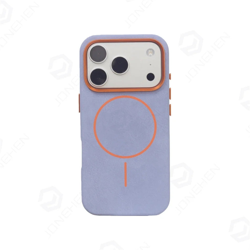 Business Matte Leather MagSafe Case - Magnetic Alloy Lens Cover for iPhone 13, 14, 15, 16 & 17 Air/Pro Max