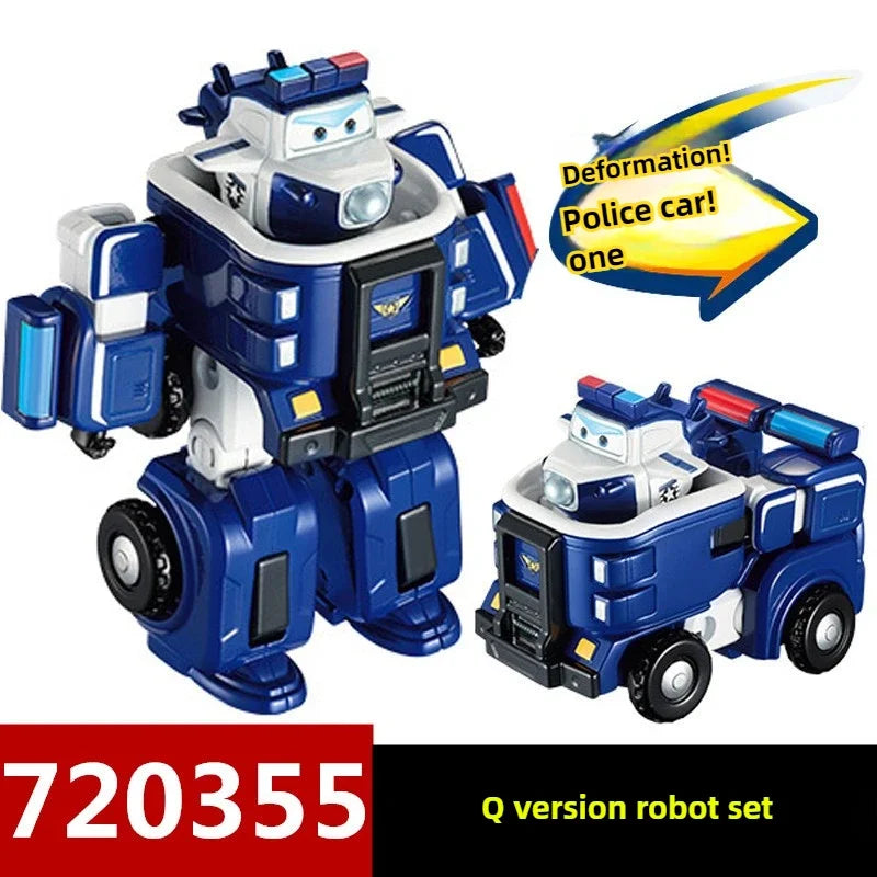 Auldey Super Wings Q Bao Police Transforming Robot Figure - Rescue Fire Truck Action Toy for Kids