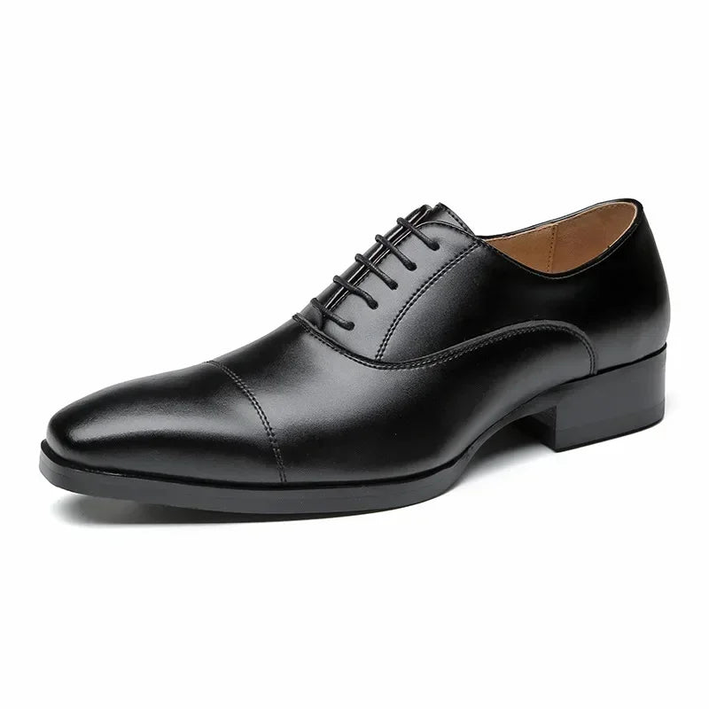 Men’s Italian Leather Oxford Shoes - Luxury Classic Square Toe Wedding Dress Shoes Sizes 39-47