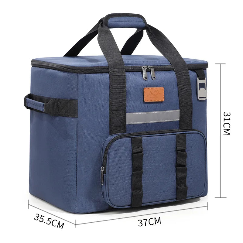 40L Thermal Food Carrier Bag – Large Insulated Cooler Tote with Zipper, Portable Leakproof Picnic Bag for Camping and Beach