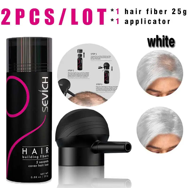 SEVICH Hair Building Fiber Set – Hair Loss Concealer for Sparse or Bald Spots with Keratin Fiber Powder Applicator