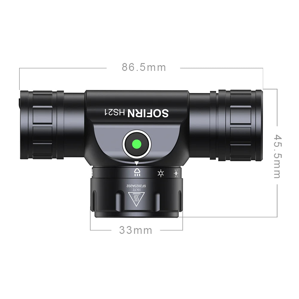Sofirn HS21 2000LM EDC Headlamp – USB-C Rechargeable 18650 Flashlight with Infrared Switch, Powerful SFT40 Headlight
