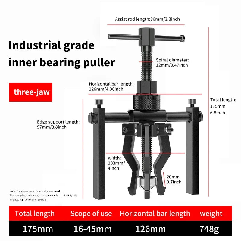 3-Claw Bearing Puller - Versatile Inner Gear Extractor Tool for Automotive Maintenance and DIY Repairs