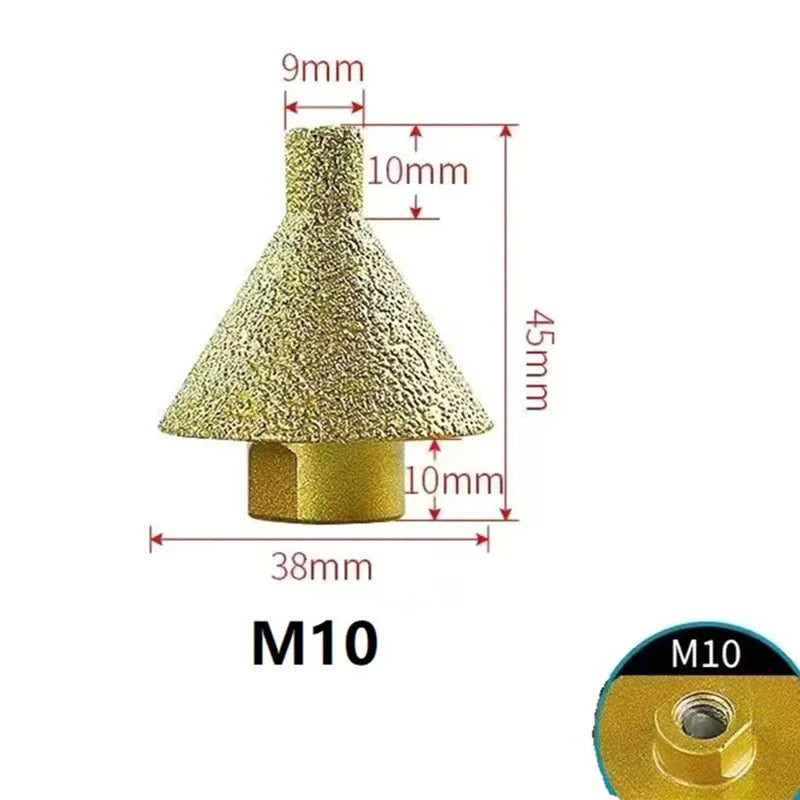 Diamond Chamfer Core Drill Bit - M10 M14 Enlarged Hole Beveling Grinding Tool for Granite, Marble, Tile & Stone Cutting