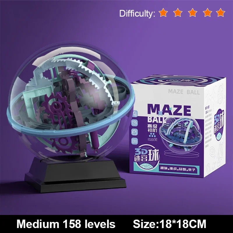 3D Puzzle Ball Maze Toy - Montessori Labyrinth Challenge Game for Kids Balance Training