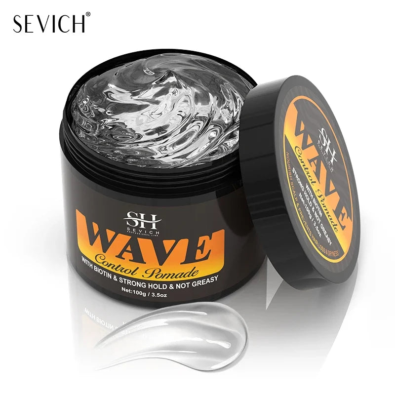 Deep Wave Control Pomade Shampoo Kit - Biotin Edge Control & Strong Hold Hair Gel for Men