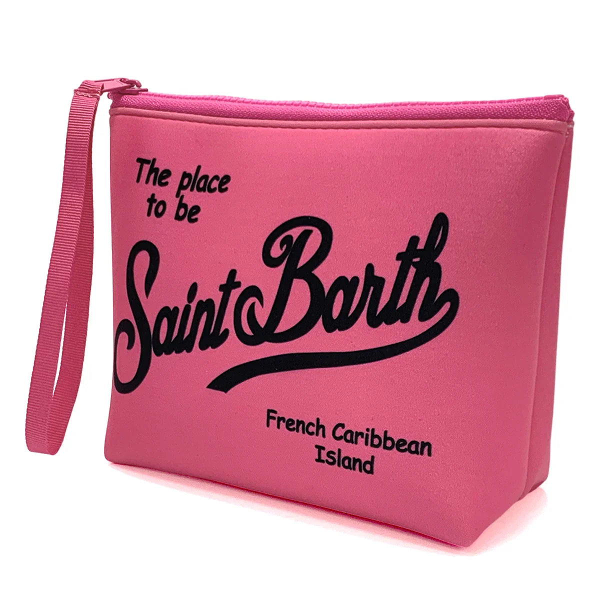 S-Saint B-Barth Striped Neoprene Zip-Up Clutch – Unisex Cosmetic & Toiletry Makeup Bag for Women